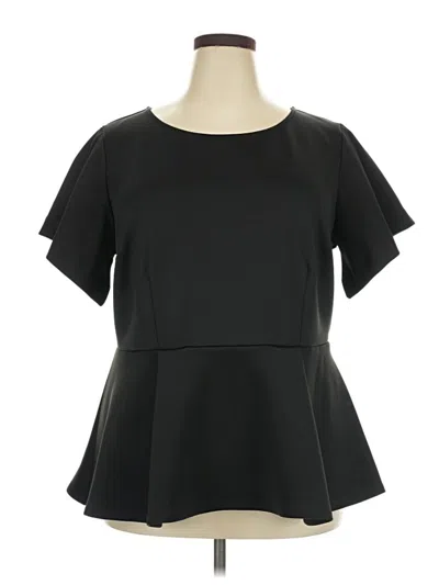 Pre-owned Eloquii Short Sleeve Blouse In Black