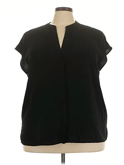 Pre-owned Eloquii Short Sleeve Blouse In Black