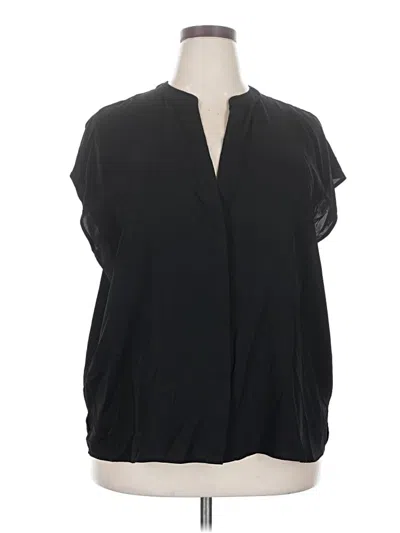 Pre-owned Eloquii Short Sleeve Blouse In Black