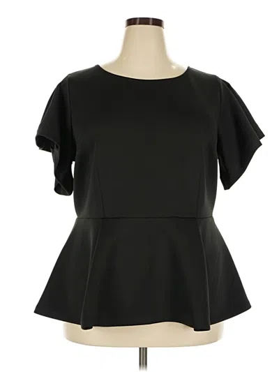 Pre-owned Eloquii Short Sleeve Blouse In Black
