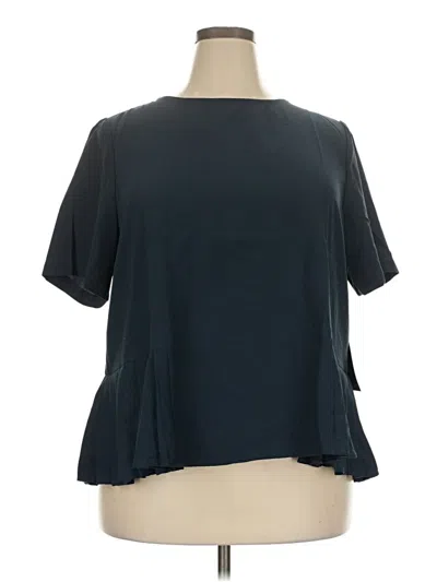 Pre-owned Eloquii Short Sleeve Blouse In Black