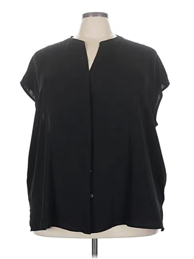 Pre-owned Eloquii Short Sleeve Blouse In Black