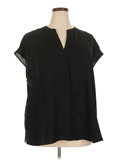 Pre-owned Eloquii Short Sleeve Blouse In Black