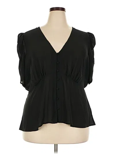 Pre-owned Eloquii Short Sleeve Blouse In Black