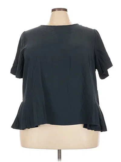 Pre-owned Eloquii Short Sleeve Blouse In Black