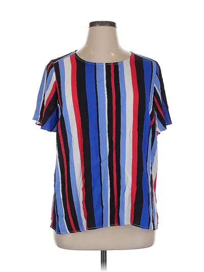 Pre-owned Eloquii Short Sleeve Blouse In Blue