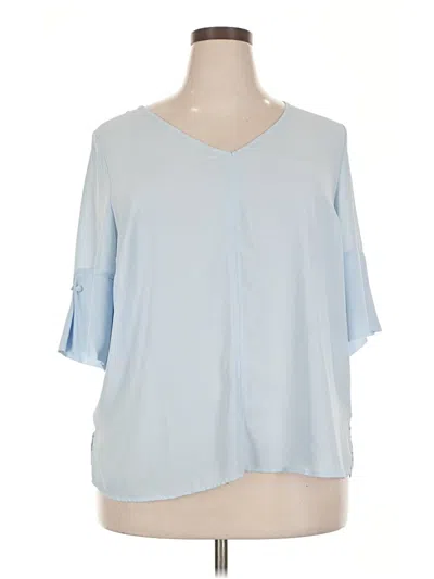 Pre-owned Eloquii Short Sleeve Blouse In Blue