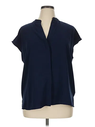 Pre-owned Eloquii Short Sleeve Blouse In Blue