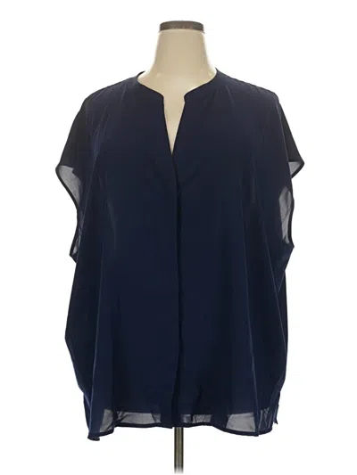 Pre-owned Eloquii Short Sleeve Blouse In Blue