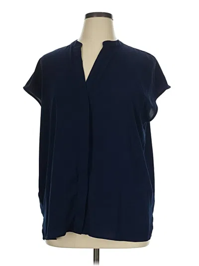 Pre-owned Eloquii Short Sleeve Blouse In Blue