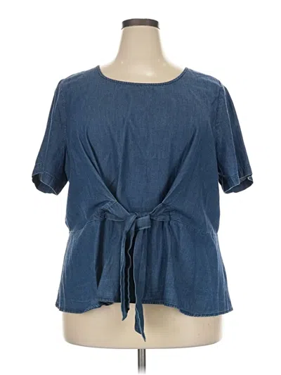 Pre-owned Eloquii Short Sleeve Blouse In Blue