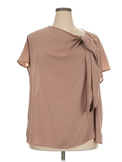 Pre-owned Eloquii Short Sleeve Blouse In Brown