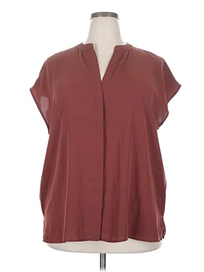 Pre-owned Eloquii Short Sleeve Blouse In Burgundy
