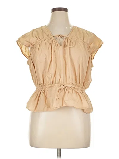 Pre-owned Eloquii Short Sleeve Blouse In Gold