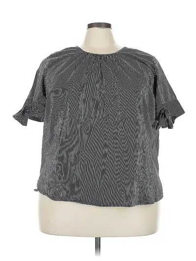 Pre-owned Eloquii Short Sleeve Blouse In Gray