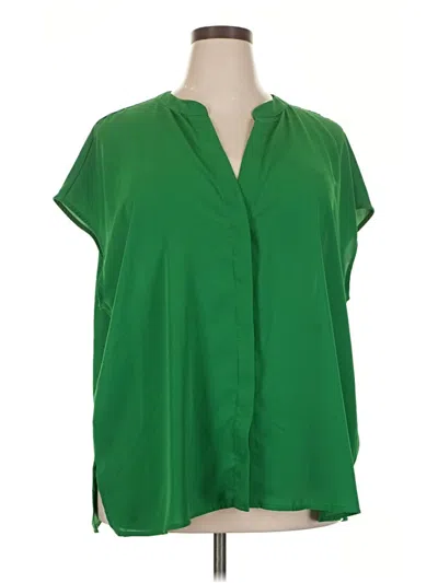 Pre-owned Eloquii Short Sleeve Blouse In Green