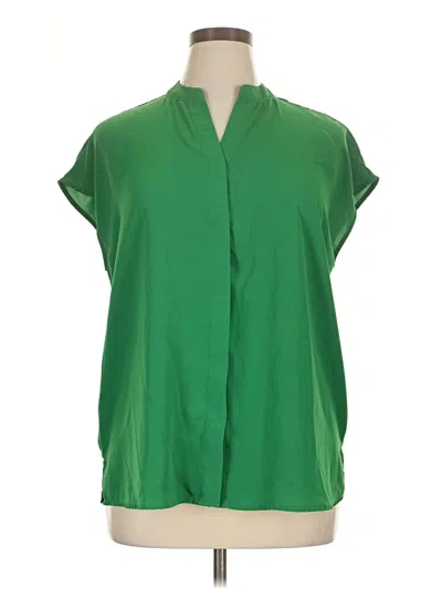Pre-owned Eloquii Short Sleeve Blouse In Green