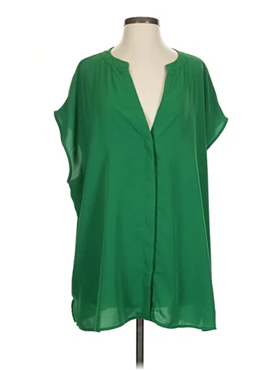 Pre-owned Eloquii Short Sleeve Blouse In Green