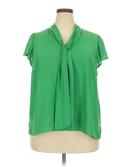 Pre-owned Eloquii Short Sleeve Blouse In Green