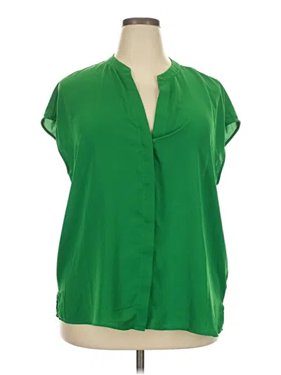 Pre-owned Eloquii Short Sleeve Blouse In Green