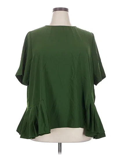 Pre-owned Eloquii Short Sleeve Blouse In Green