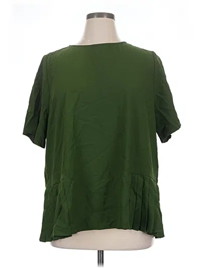 Pre-owned Eloquii Short Sleeve Blouse In Green