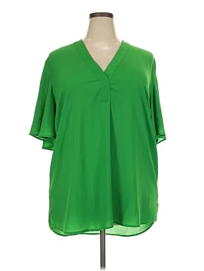 Pre-owned Eloquii Short Sleeve Blouse In Green