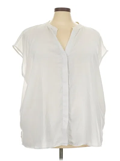 Pre-owned Eloquii Short Sleeve Blouse In Ivory