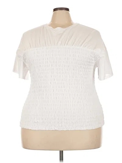 Pre-owned Eloquii Short Sleeve Blouse In Ivory