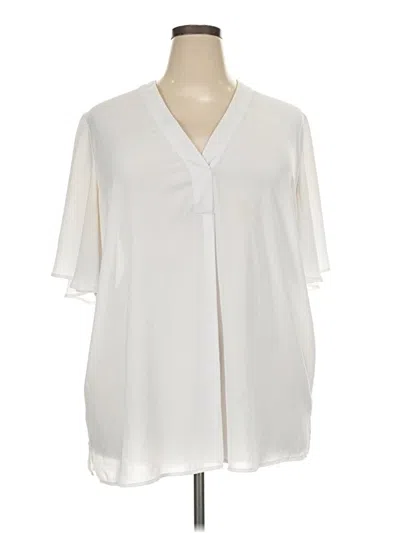 Pre-owned Eloquii Short Sleeve Blouse In Ivory