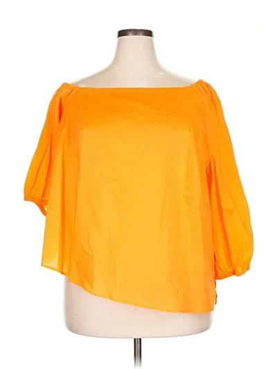 Pre-owned Eloquii Short Sleeve Blouse In Orange