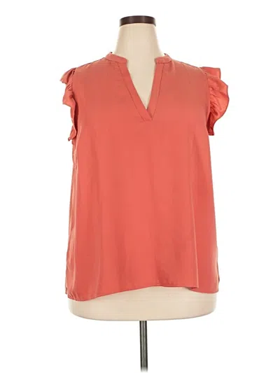 Pre-owned Eloquii Short Sleeve Blouse In Orange