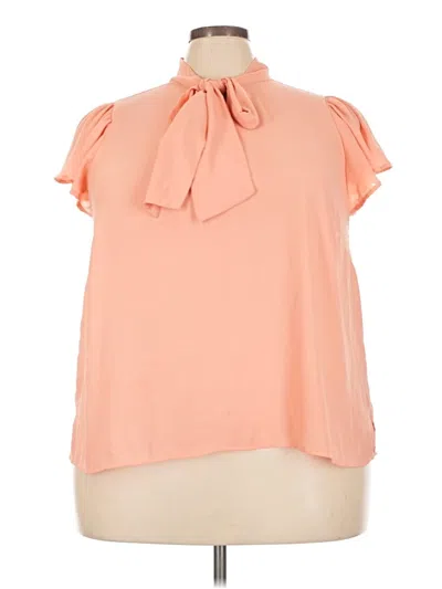 Pre-owned Eloquii Short Sleeve Blouse In Orange
