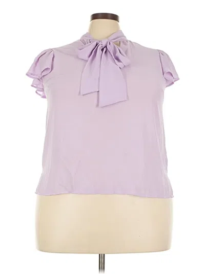 Pre-owned Eloquii Short Sleeve Blouse In Purple