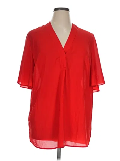 Pre-owned Eloquii Short Sleeve Blouse In Red