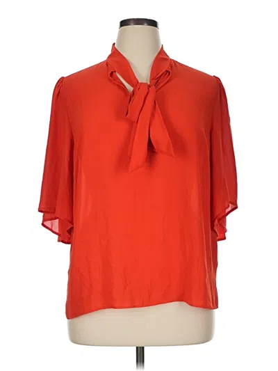 Pre-owned Eloquii Short Sleeve Blouse In Red