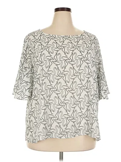 Pre-owned Eloquii Short Sleeve Blouse In Silver