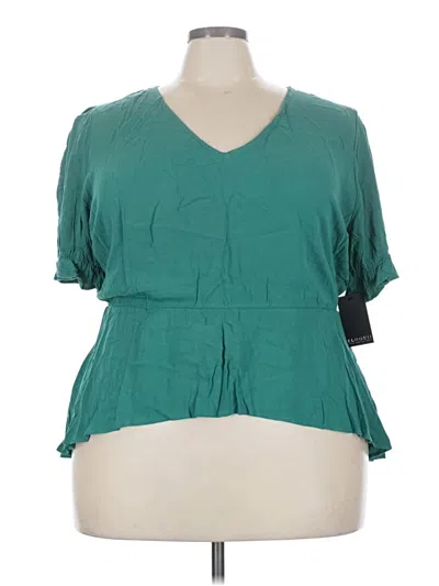 Pre-owned Eloquii Short Sleeve Blouse In Teal