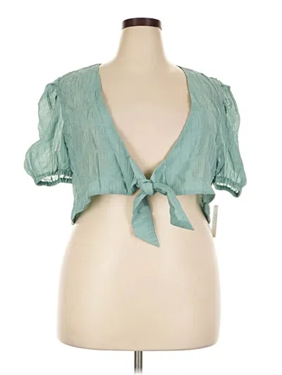 Eloquii Short Sleeve Blouse In Teal