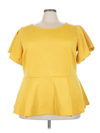 Pre-owned Eloquii Short Sleeve Blouse In Yellow