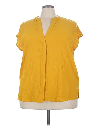 Pre-owned Eloquii Short Sleeve Blouse In Yellow