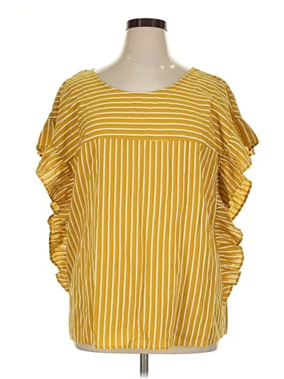 Pre-owned Eloquii Short Sleeve Blouse In Yellow