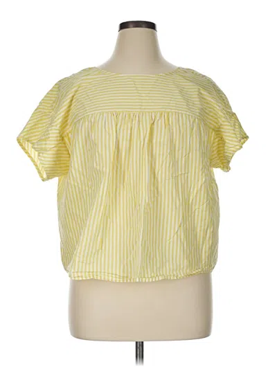 Pre-owned Eloquii Short Sleeve Blouse In Yellow