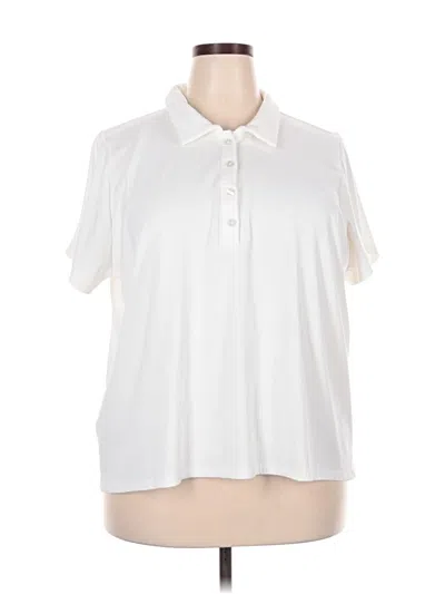 Pre-owned Eloquii Short Sleeve Polo Shirt In White