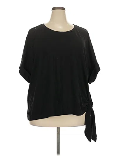 Eloquii Short Sleeve Top Black One Shoulder Neckline Tops