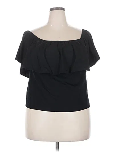 Pre-owned Eloquii Short Sleeve Top Black Square Neckline Tops