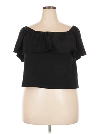 Pre-owned Eloquii Short Sleeve Top Black Strapless Neckline Tops