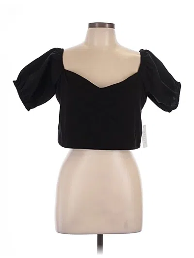 Pre-owned Eloquii Short Sleeve Top Black Sweetheart Neckline Tops