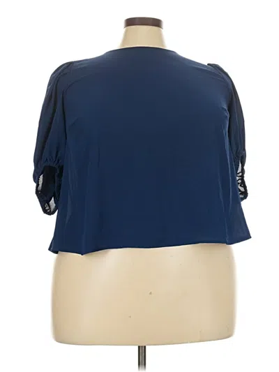 Pre-owned Eloquii Short Sleeve Top Blue Cold Shoulder Neckline Tops
