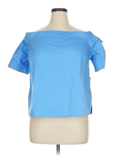 Eloquii Short Sleeve Top Blue Off The Shoulder Neckline Tops